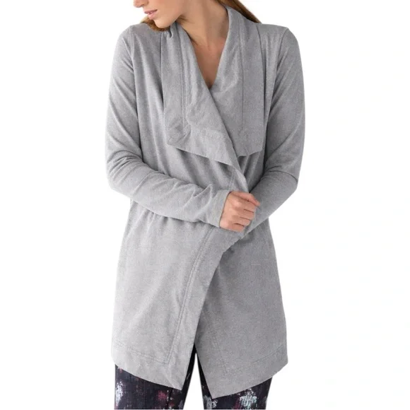 Lululemon Restore Wrap Heathered Medium Grey Size 6 Cozy French Terry - Picture 1 of 16